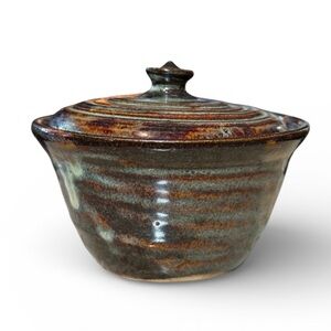 Adama Studio Pottery Stoneware Covered Bowl HandMade Israel Art Pottery Dish Jar